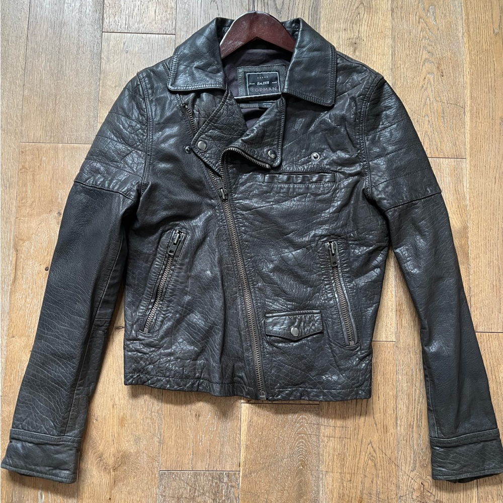 Topman Leather Motorcycle Jacket XS